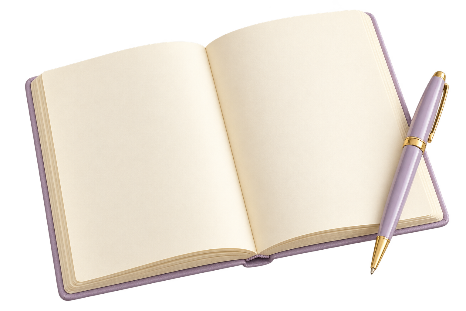 Livro aberto em branco e caneta